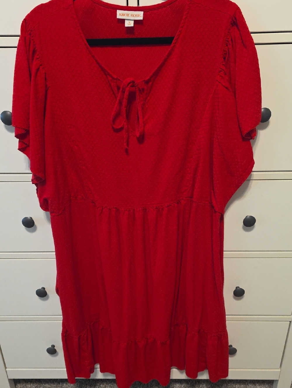 Knox Rose Red Tie-Front Ruffle Dress With Pockets
